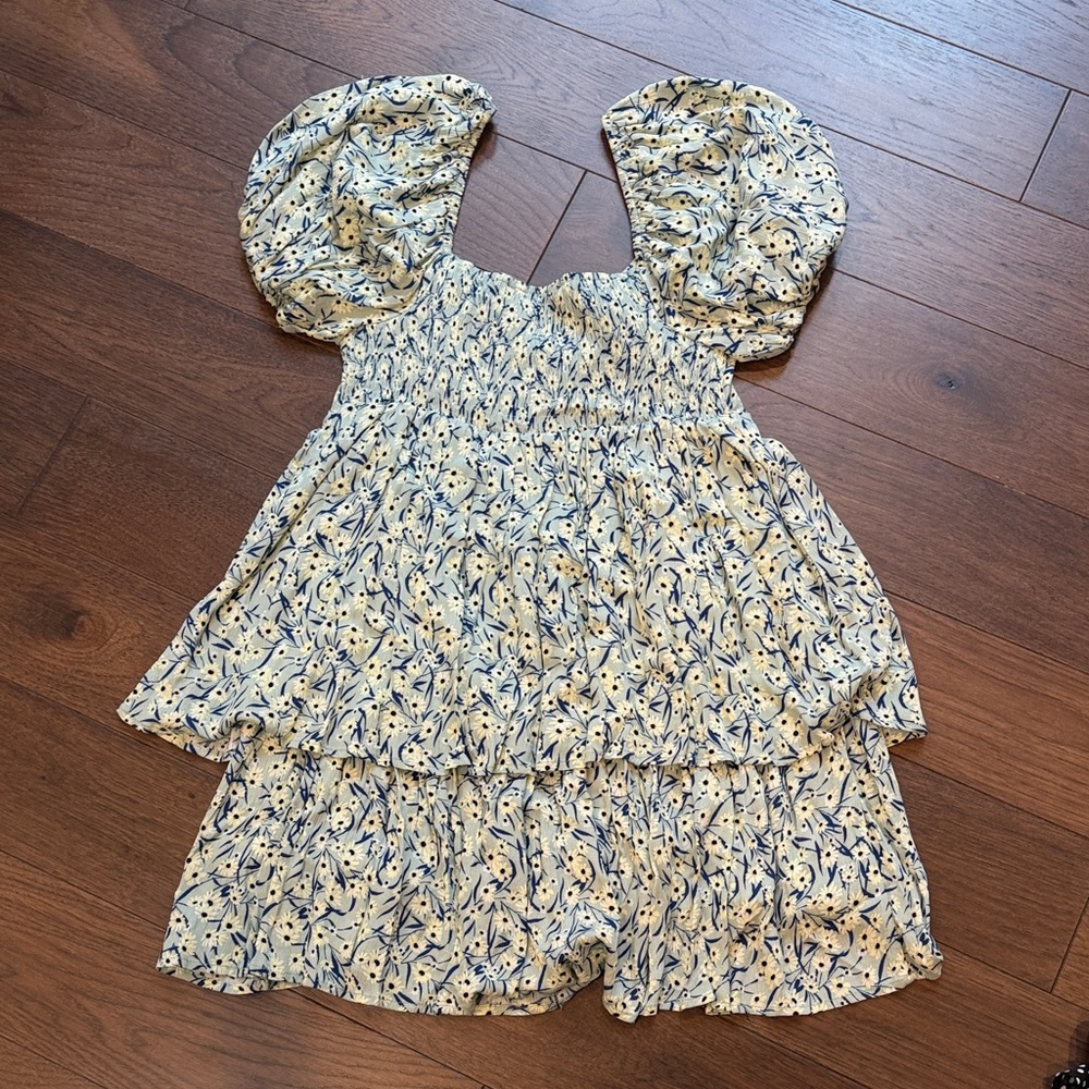 Lumiere Floral Babydoll Mini Puff Sleeve Dress Medium - C089 - Picture 7 of 7